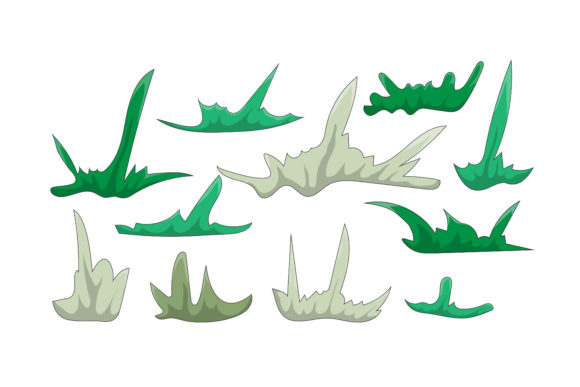 Cartoon Grass & Bushes Vector Set