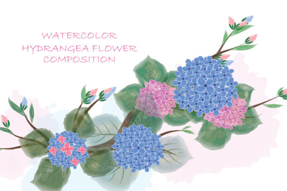 Evaluating Watercolor Hydrangea Floral Composition Clipart for Professional Design Projects