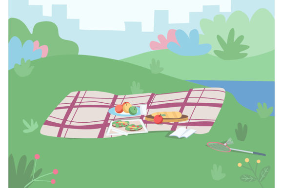 Spot for Picnic Flat Color Vector