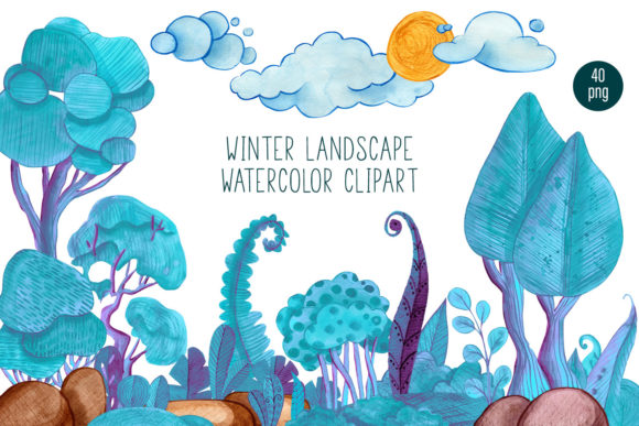 Winter Landscape Watercolor Clipart: A Creative Resource for Digital and Print Design